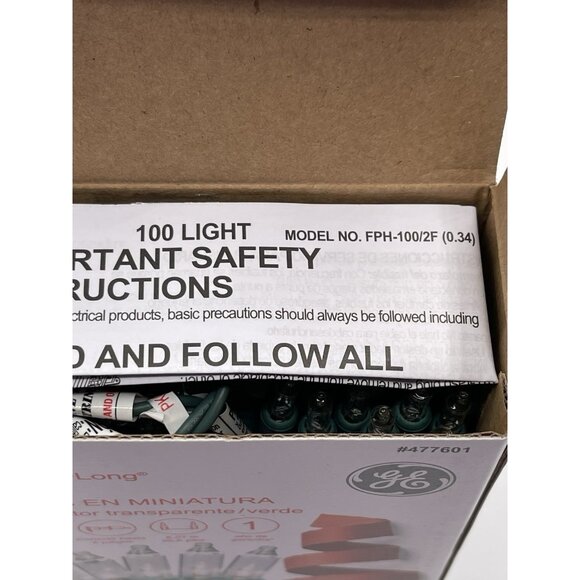 GOLD MINIATURE STRING•A•LONG LIGHTS-GENERAL ELECTRIC-20 FT-100 Count Green Wire - Picture 4 of 5